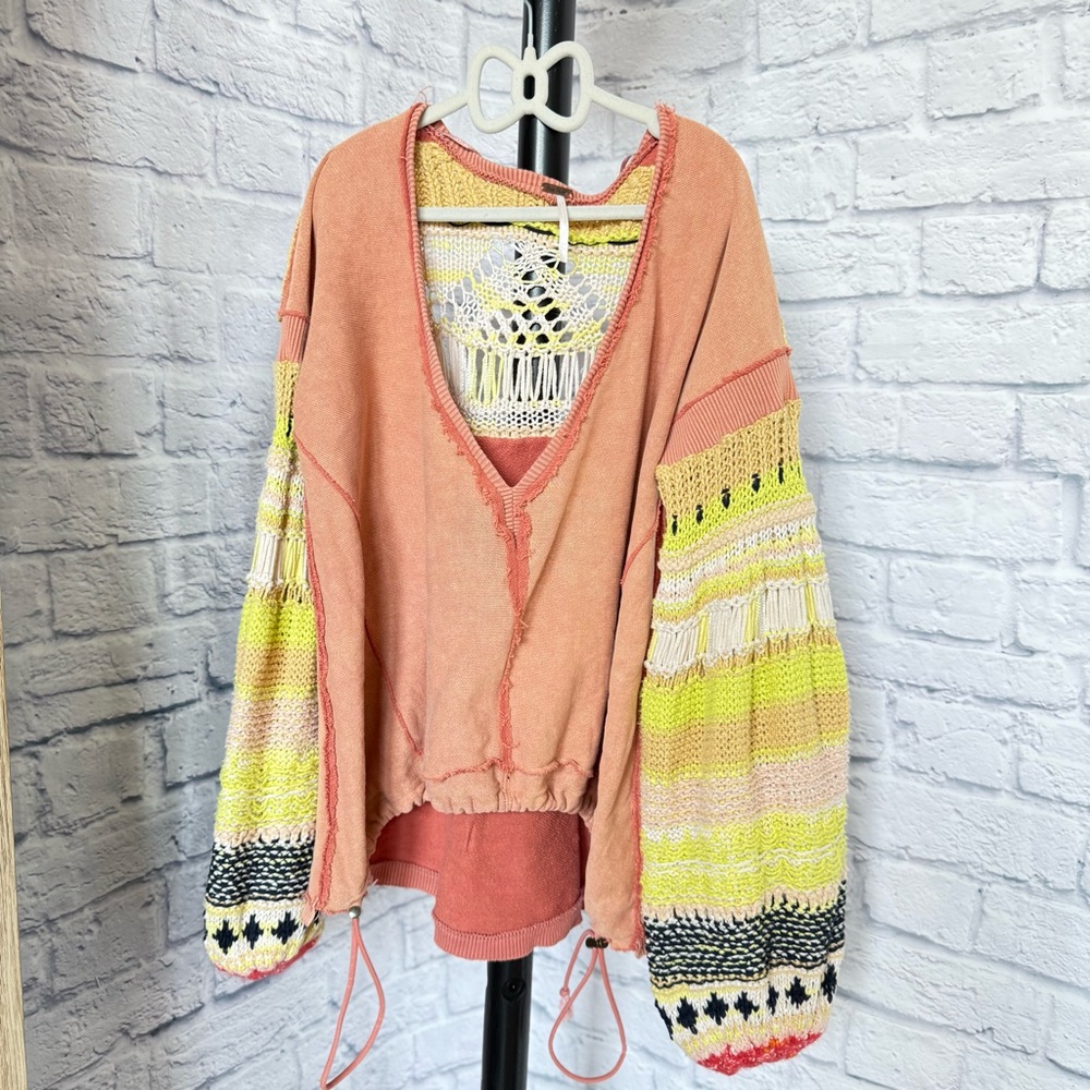 Free People Multicolor V-Neck Sweatshirt XS